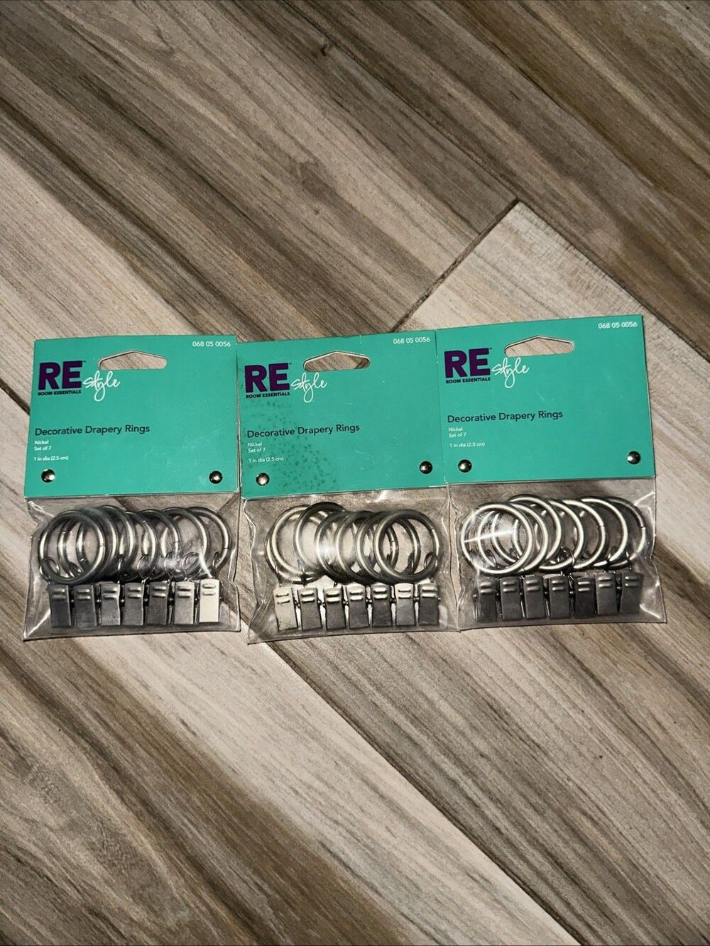 Decorative Drapery Rings Nickel Color 7 In Each Pkg, 3 Pkgs In All
